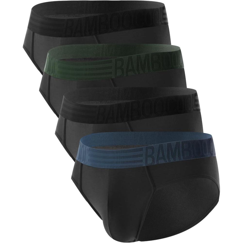 imageMens Tagless Briefs Coverd Waistband Comfort Soft Underwear with Contour Pouch Breathable Underpants Multipacks4black