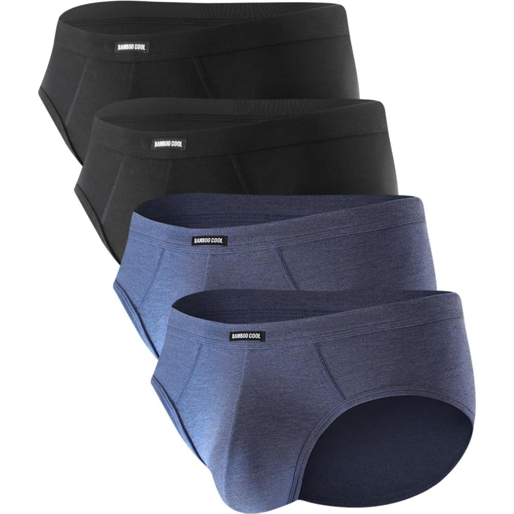 imageMens Tagless Briefs Coverd Waistband Comfort Soft Underwear with Contour Pouch Breathable Underpants MultipacksBlack blue