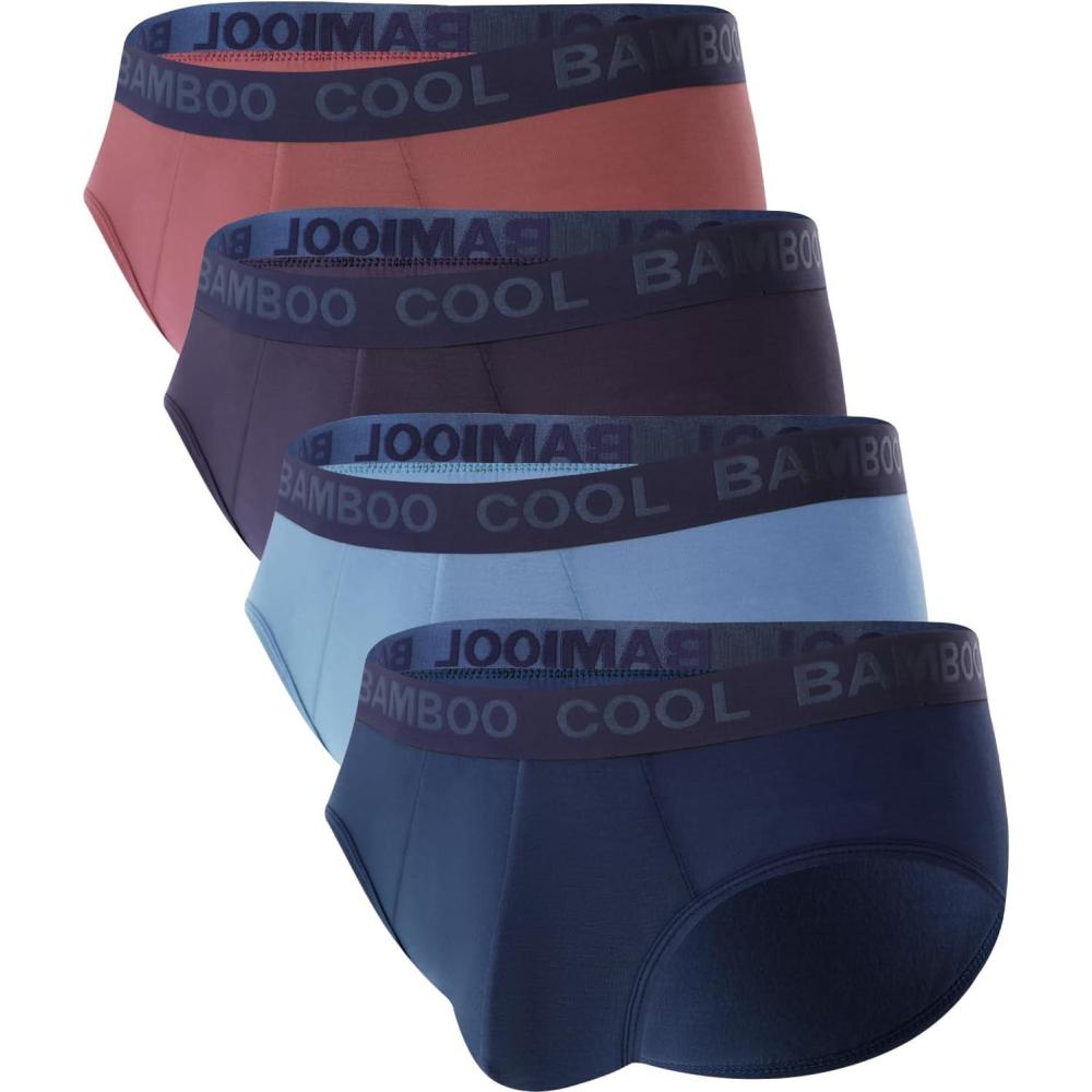 imageMens Tagless Briefs Coverd Waistband Comfort Soft Underwear with Contour Pouch Breathable Underpants MultipacksDark Blue purple red light Blue