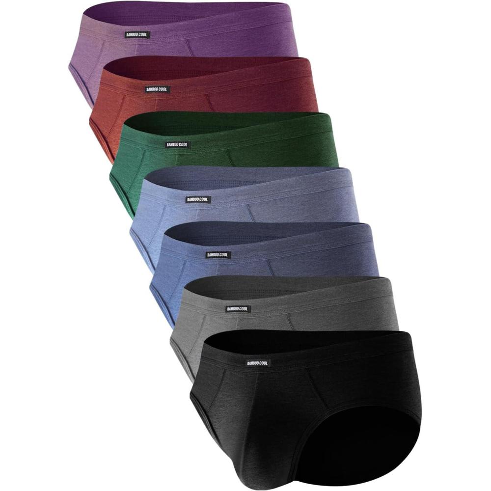 imageMens Tagless Briefs Coverd Waistband Comfort Soft Underwear with Contour Pouch Breathable Underpants MultipacksGray green purple red7pack