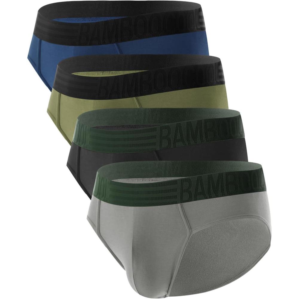 imageMens Tagless Briefs Coverd Waistband Comfort Soft Underwear with Contour Pouch Breathable Underpants MultipacksLight Gray black green dark Blue