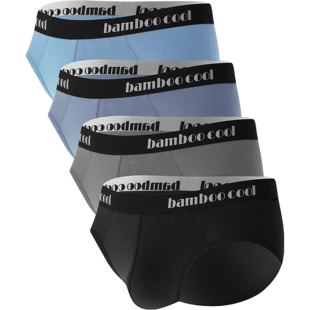 imageMens Tagless Briefs Coverd Waistband Comfort Soft Underwear with Contour Pouch Breathable Underpants MultipacksNattier Blue smoke Blue gray black