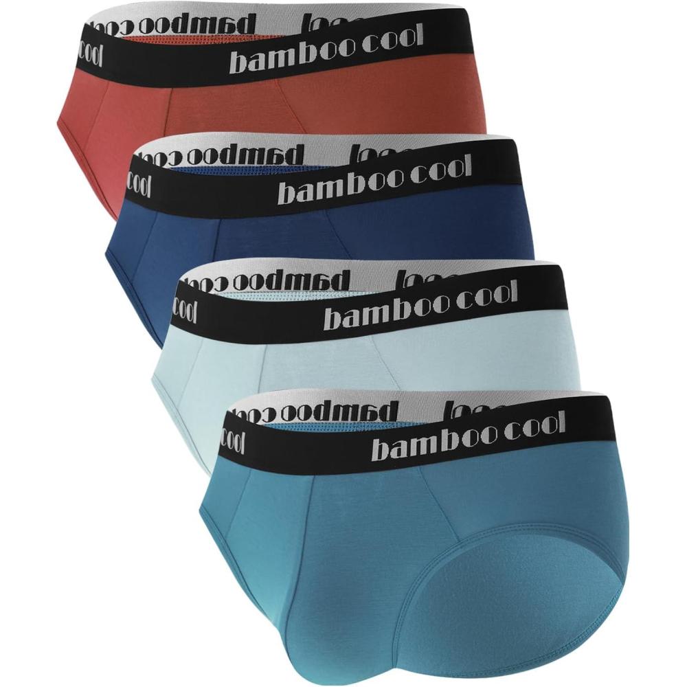 imageMens Tagless Briefs Coverd Waistband Comfort Soft Underwear with Contour Pouch Breathable Underpants MultipacksPowderblue light Blue red dark Blue