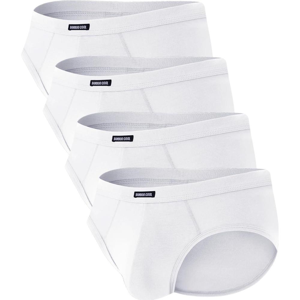 imageMens Tagless Briefs Coverd Waistband Comfort Soft Underwear with Contour Pouch Breathable Underpants MultipacksWhite4pack