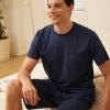 imageBAMBOO COOL Mens Pajama Set Sleepwear Pjs Lightweight Short Sleeve Shirts Soft Breathable Fresh Sleep Sets with Pockets S3XLAblue