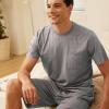 imageBAMBOO COOL Mens Pajama Set Sleepwear Pjs Lightweight Short Sleeve Shirts Soft Breathable Fresh Sleep Sets with Pockets S3XLBgrey