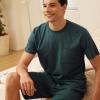 imageBAMBOO COOL Mens Pajama Set Sleepwear Pjs Lightweight Short Sleeve Shirts Soft Breathable Fresh Sleep Sets with Pockets S3XLDgreen