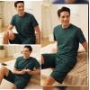 imageBAMBOO COOL Mens Pajama Set Sleepwear Pjs Lightweight Short Sleeve Shirts Soft Breathable Fresh Sleep Sets with Pockets S3XLDgreen