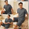 imageBAMBOO COOL Mens Pajama Set Sleepwear Pjs Lightweight Short Sleeve Shirts Soft Breathable Fresh Sleep Sets with Pockets S3XLEdark Grey