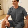 imageBAMBOO COOL Mens Pajama Set Sleepwear Pjs Lightweight Short Sleeve Shirts Soft Breathable Fresh Sleep Sets with Pockets S3XLEdark Grey