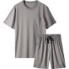 imageBAMBOO COOL Mens Pajama Set Sleepwear Pjs Lightweight Short Sleeve Shirts Soft Breathable Fresh Sleep Sets with Pockets S3XLBgrey
