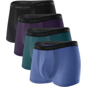imageBAMBOO COOL Mens Cooling Trunks with UMesh Vent  Breathable Viscose TagFree Anti RideUp Underwear for Men01assorted 4 Pack