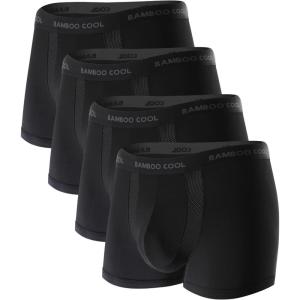 imageBAMBOO COOL Mens Cooling Trunks with UMesh Vent  Breathable Viscose TagFree Anti RideUp Underwear for Men03black 4 Pack