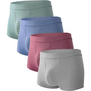imageBAMBOO COOL Mens Trunks Underwear Soft Breathbale with Stretchy Full Coverage Waistband and Open Fly Pouch 4 Pack01multicolor 4 Pack