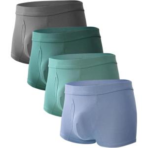 imageBAMBOO COOL Mens Trunks Underwear Soft Breathbale with Stretchy Full Coverage Waistband and Open Fly Pouch 4 Pack02multicolor 4 Pack