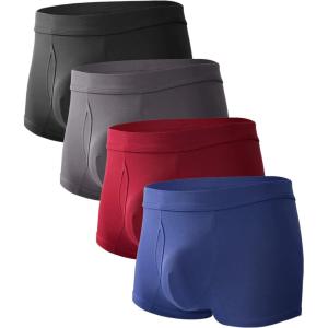 imageBAMBOO COOL Mens Trunks Underwear Soft Breathbale with Stretchy Full Coverage Waistband and Open Fly Pouch 4 Pack03multicolor 4 Pack