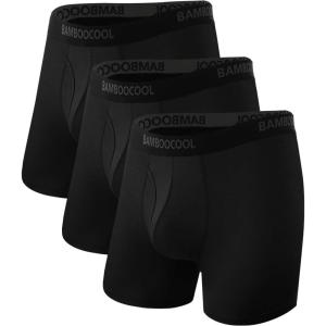 imageBAMBOO COOL Mens Underwear Breathable Boxer Briefs with Fly MoistureWicking Lightweight Underwear 7Pack01black3 Pack