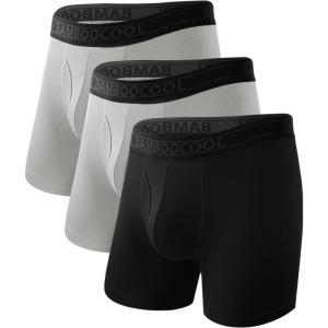 imageBAMBOO COOL Mens Underwear Breathable Boxer Briefs with Fly MoistureWicking Lightweight Underwear 7Pack02multicolor 3 Pack