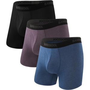 imageBAMBOO COOL Mens Underwear Breathable Boxer Briefs with Fly MoistureWicking Lightweight Underwear 7Pack03black  Purple  Dark Blue3 Pack