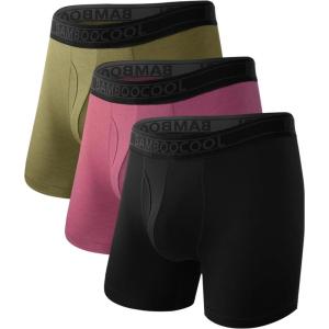 imageBAMBOO COOL Mens Underwear Breathable Boxer Briefs with Fly MoistureWicking Lightweight Underwear 7Pack03multicolor 3 Pack