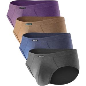 imageMens Tagless Briefs Coverd Waistband Comfort Soft Underwear with Contour Pouch Breathable Underpants MultipacksBlue brown gray purple