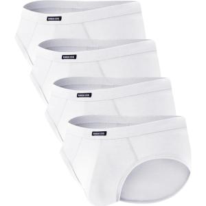 imageMens Tagless Briefs Coverd Waistband Comfort Soft Underwear with Contour Pouch Breathable Underpants MultipacksWhite4pack