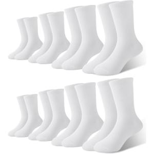 imageBAMBOO COOL Kids Crew Socks Boys Girls Bamboo Uniform Breathable MoistureWicking Dress Socks Solid Black White 8 Pack8 Pairs White