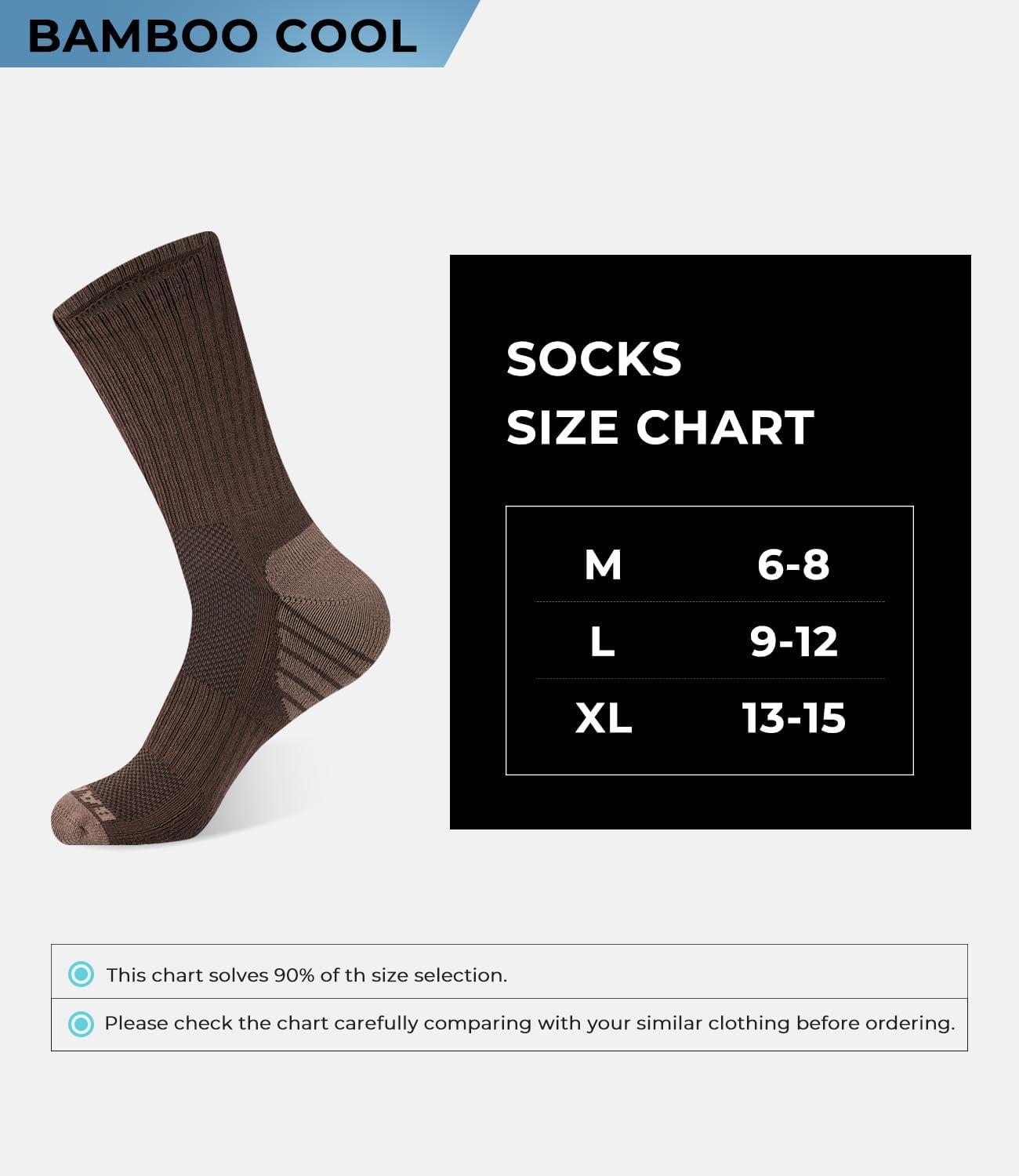 imageBAMBOO COOL Mens Crew Socks Athletic Running Sports Socks Cushioned Moisture Wicking Breathable Arch Support 6 PackDark Brown2  Dark Blue2  Black2bamboo Cotton Blend