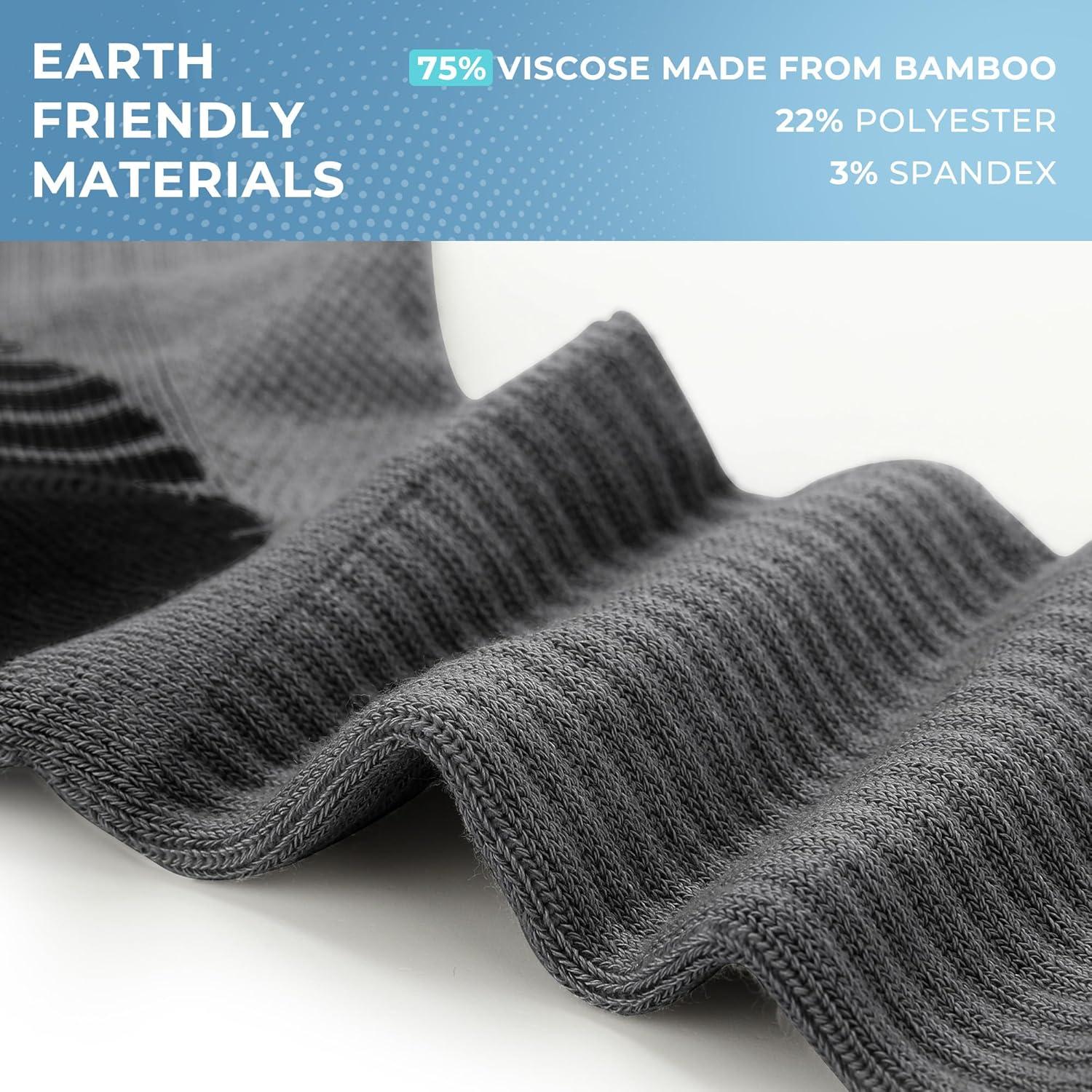 imageBAMBOO COOL Mens Crew Socks Athletic Running Sports Socks Cushioned Moisture Wicking Breathable Arch Support 6 PackDark Grey3 white3