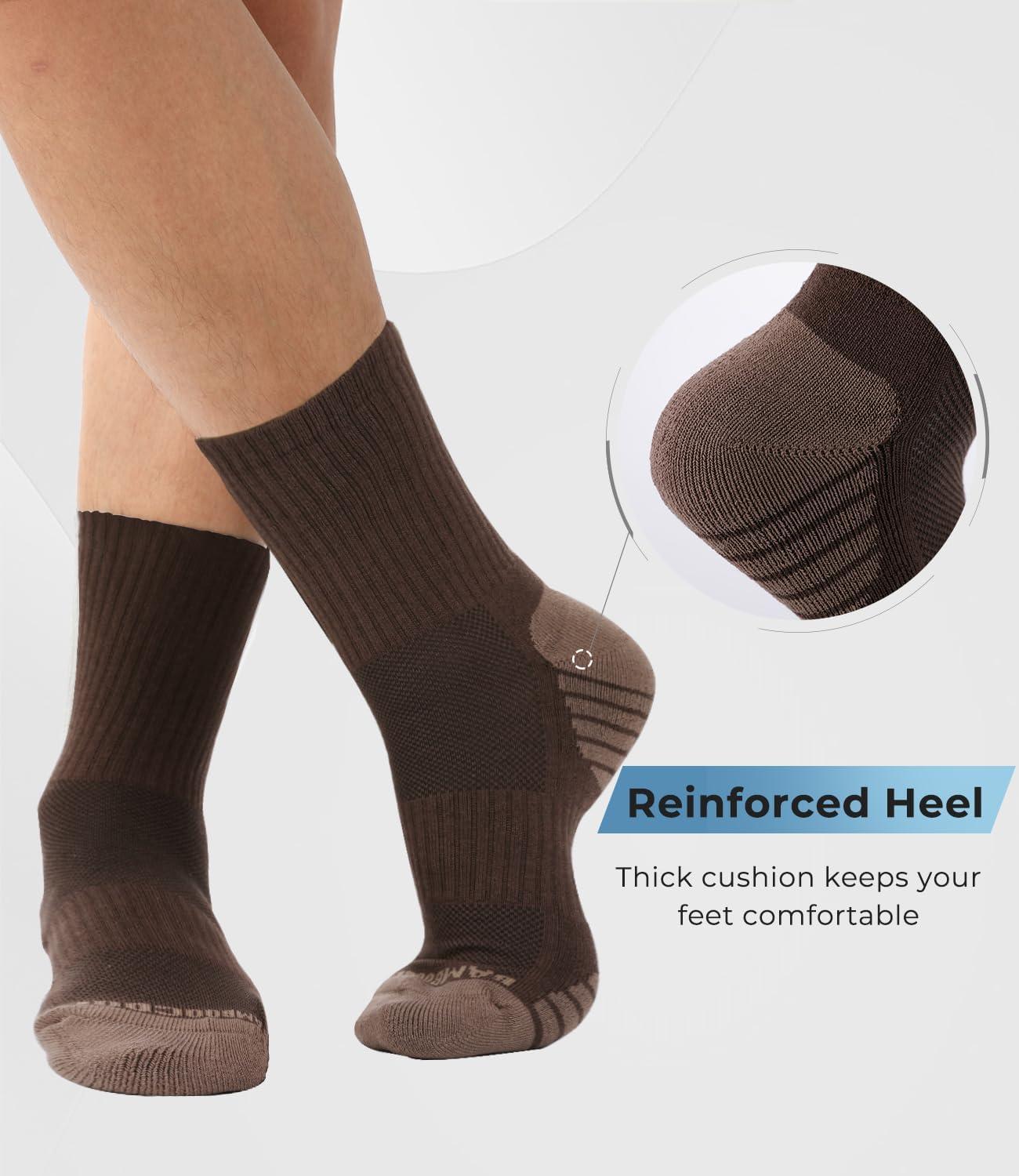 imageBAMBOO COOL Mens Crew Socks Athletic Running Sports Socks Cushioned Moisture Wicking Breathable Arch Support 6 PackMulticoloured H 6pack Bamboo Cotton Blend