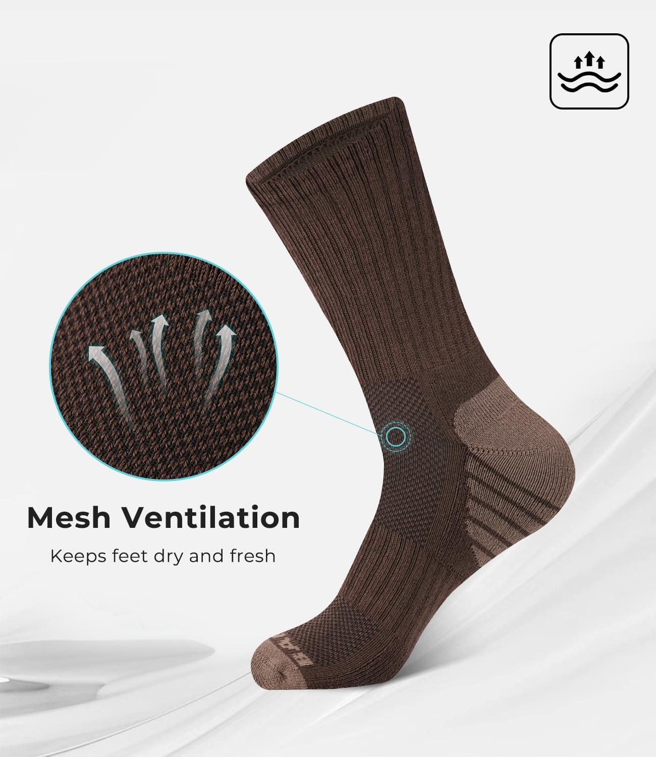 imageBAMBOO COOL Mens Crew Socks Athletic Running Sports Socks Cushioned Moisture Wicking Breathable Arch Support 6 PackMulticoloured H 6pack Bamboo Cotton Blend