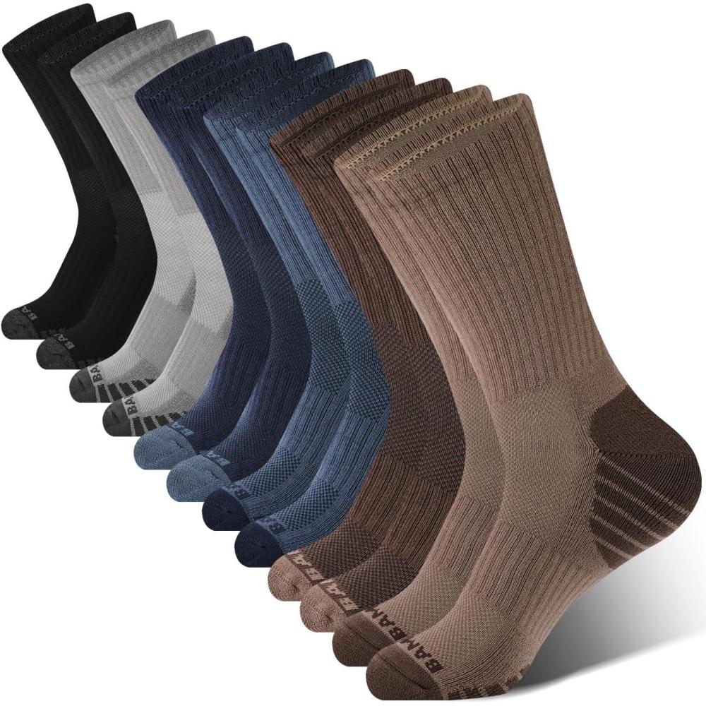 imageBAMBOO COOL Mens Crew Socks Athletic Running Sports Socks Cushioned Moisture Wicking Breathable Arch Support 6 PackMulticoloured H 6pack Bamboo Cotton Blend