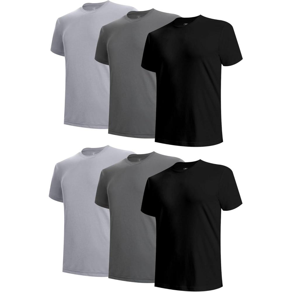 imageBAMBOO COOL Mens Undershirts MoistureWicking Crewneck T Shirts Breathable Stretch Soft Tees for Men 3 or 6 PackBlack2 grey2 light Grey2