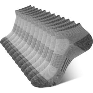 imageBAMBOO COOL Mens Ankle Socks Athletic Low Cut Cushioned Moisture Wicking Running Socks Arch Support Breathable 6 Pack6grey