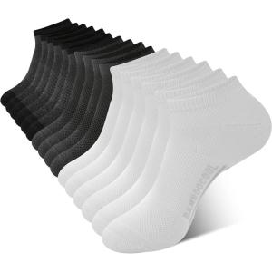 imageBAMBOO COOL Mens Athletic Ankle Socks Cushioned Moisture Wicking Low Cut Running Mesh Socks Arch Support 8 PackBlack3 white3 dark Grey2