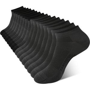 imageBAMBOO COOL Mens Athletic Ankle Socks Cushioned Moisture Wicking Low Cut Running Mesh Socks Arch Support 8 PackBlack4 dark Grey4