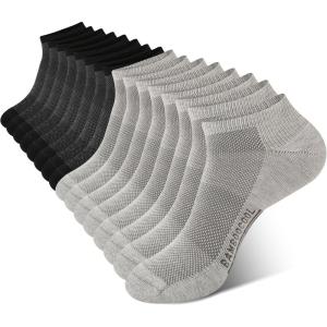 imageBAMBOO COOL Mens Athletic Ankle Socks Cushioned Moisture Wicking Low Cut Running Mesh Socks Arch Support 8 PackBlack4 grey4