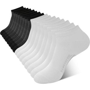 imageBAMBOO COOL Mens Athletic Ankle Socks Cushioned Moisture Wicking Low Cut Running Mesh Socks Arch Support 8 PackBlack4 white4