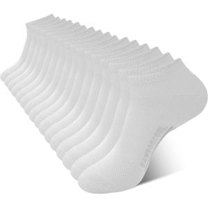 imageBAMBOO COOL Mens Athletic Ankle Socks Cushioned Moisture Wicking Low Cut Running Mesh Socks Arch Support 8 PackWhite8