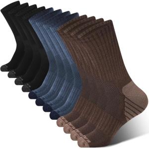 imageBAMBOO COOL Mens Crew Socks Athletic Running Sports Socks Cushioned Moisture Wicking Breathable Arch Support 6 PackDark Brown2  Dark Blue2  Black2bamboo Cotton Blend
