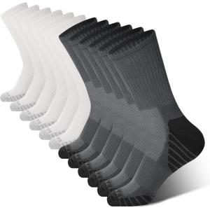 imageBAMBOO COOL Mens Crew Socks Athletic Running Sports Socks Cushioned Moisture Wicking Breathable Arch Support 6 PackDark Grey3 white3