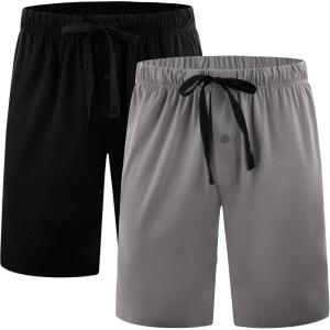 imageBAMBOO COOL Mens Pajamas Bottoms Pajama Pants for Men Lounge Sleep Bottom Pj Pant Soft Comfy Sleepwear with PocketsAblack  Grey2 Pack