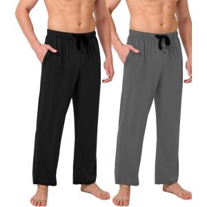 imageBAMBOO COOL Mens Pajamas Bottoms Pajama Pants for Men Lounge Sleep Bottom Pj Pant Soft Comfy Sleepwear with PocketsBblack  Grey2 Pack