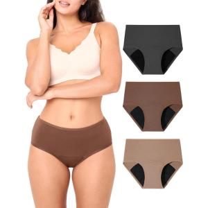 imageBAMBOO COOL Womens Period Underwear High Waisted Leakproof Postpartum Maternity Panties Soft Breathable Absorbent3 PackLight Flow F3pack