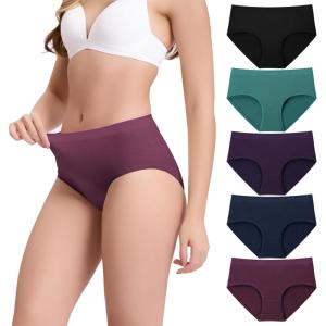 imageBAMBOO COOL Womens Underwear Mid Waisted Brief Ladies Seamless Panties Moisture Wicking Stretchy Full CoverageMulticolor5packc