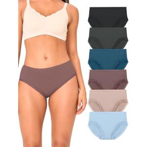imageBAMBOO COOL Womens Underwear Mid Waisted Brief Ladies Seamless Panties Moisture Wicking Stretchy Full CoverageMulticolor6packg