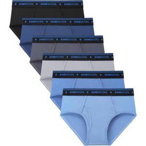 imageBAMBOO COOL Boys Briefs Underwear 218 Years TagFree Breathable MoistureWicking Bamboo Underwear 6 Pack6ablack1 grey2 blue3