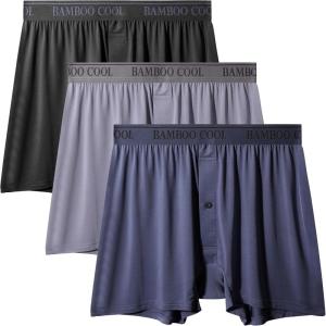imageBAMBOO COOL Soft Mens Boxer Shorts 3 PackSilk Feeling Underwear for men with Button FlyBreathable Loose Fit BoxersCmulticolor3 Pack