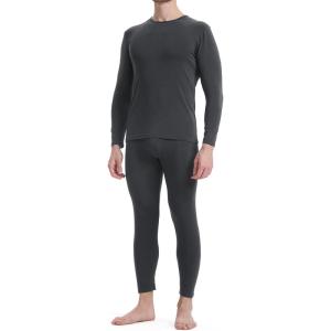imageBAMBOO COOL Mens Thermal Underwear with Soft Fleece Lined Base Layer Cold Weather Top Bottom Gift SetDark Grey1