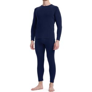 imageBAMBOO COOL Mens Thermal Underwear with Soft Fleece Lined Base Layer Cold Weather Top Bottom Gift SetNavy Blue1